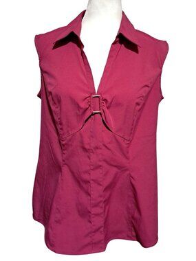 Style & Co Sleeveless Top Womens Size 12 Collared Pink Polyester Blend 90s‎ Y2K